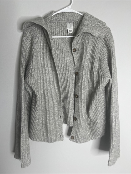 Joie Sweaters - Joie Light Grey Ribbed Button-Up Cardigan
